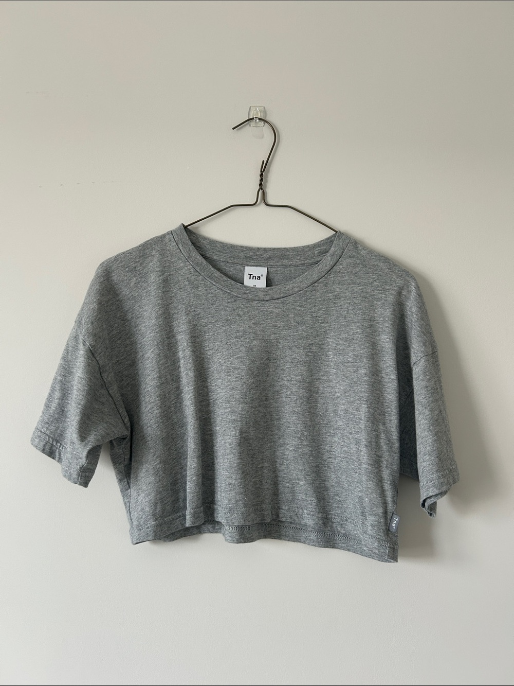 TNA Cropped Crewneck Tee - Gray
